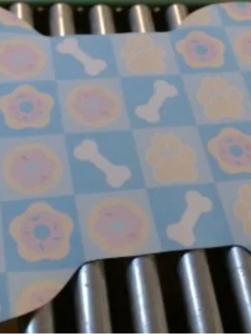 Pet Placemat- Bone Shaped- Pink with Strawberries or Blue with Donuts - Picture 2 of 3